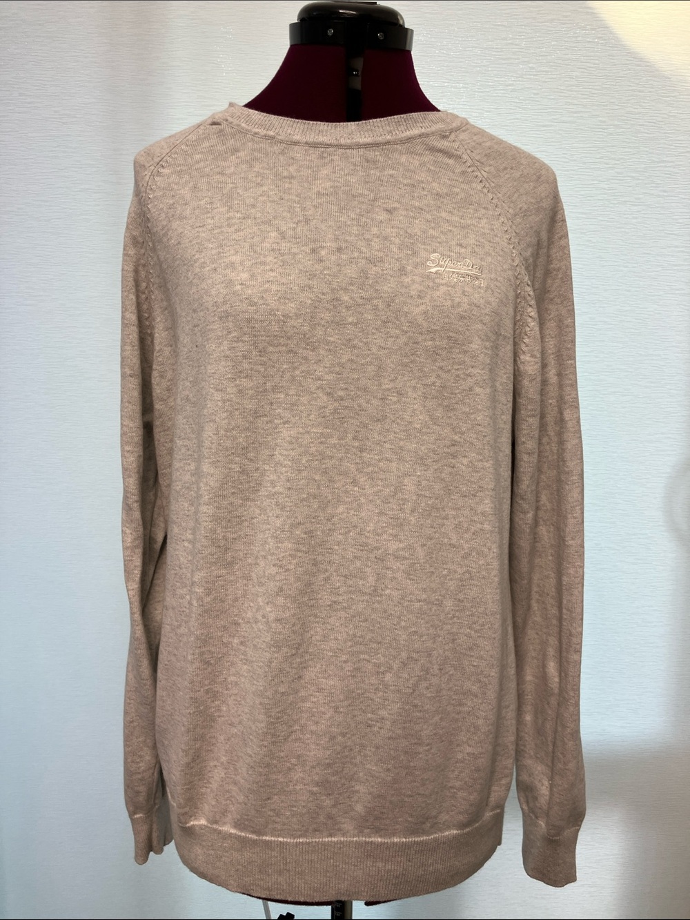 Superdry Light Gray Crewneck Sweater with Orange Label